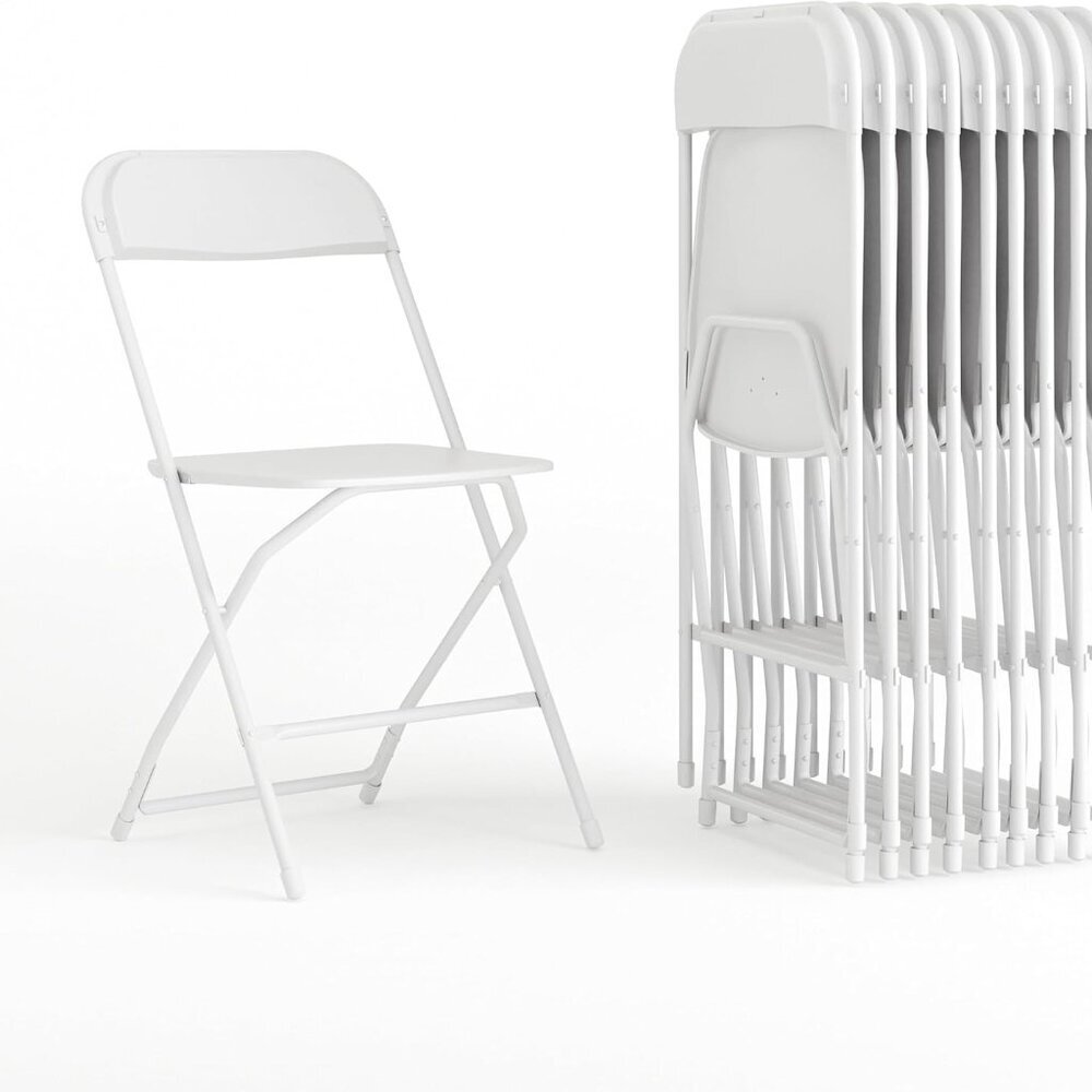Hercules Set of 10 Indoor/Outdoor Heavy-Duty Plastic Folding Chairs, Foldable Co